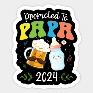 Promoted to Papa 2024 New Dad Gift for Men Father's Day Sticker